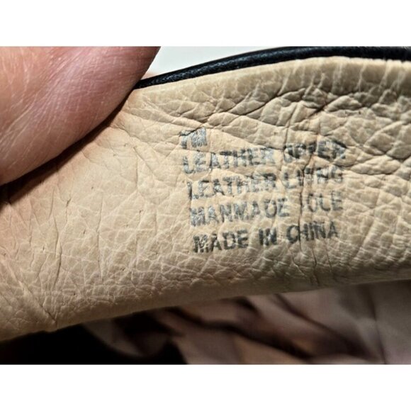 Gianni Bini Black Flat Mule Slip-On Gold Chain Sz 7 Leather Embellished Career - Picture 6 of 10